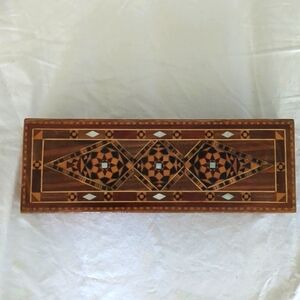 Vintage Syrian wooden inlaid box